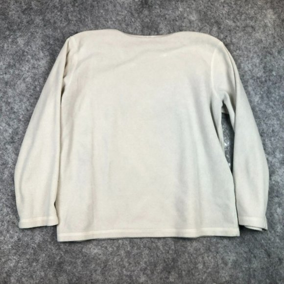 Vintage Mickey Mouse Sweatshirt L Disney Denim Applique Fleece Embroidered White - Picture 10 of 11